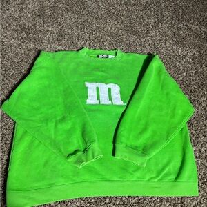 Y2K M&M'S Bright Green Embroidered Crewneck Sweater